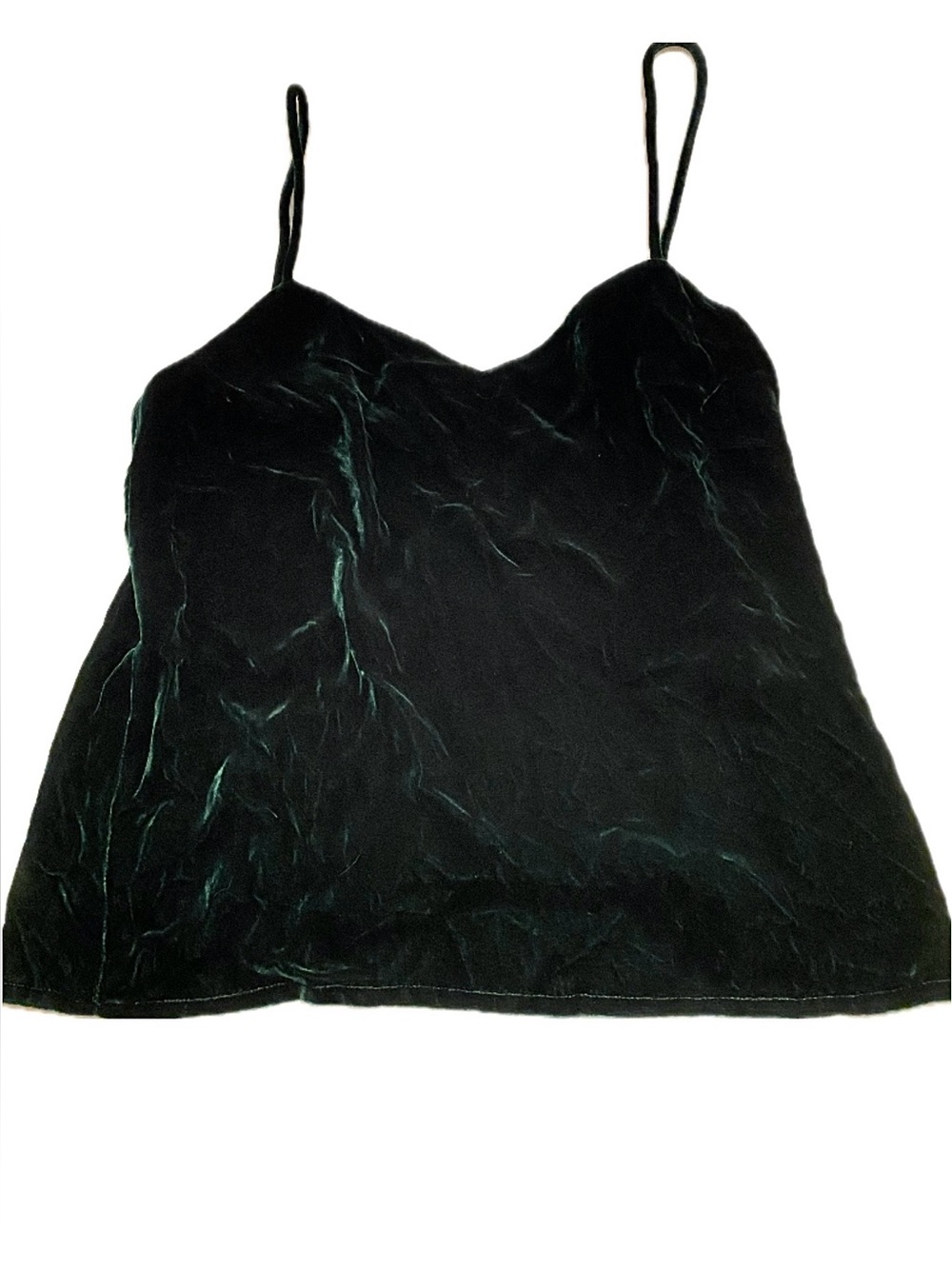 Anne Klein II Dark Green Velvet Silk Blend Camisole Tank Top 12 NWT Old Money